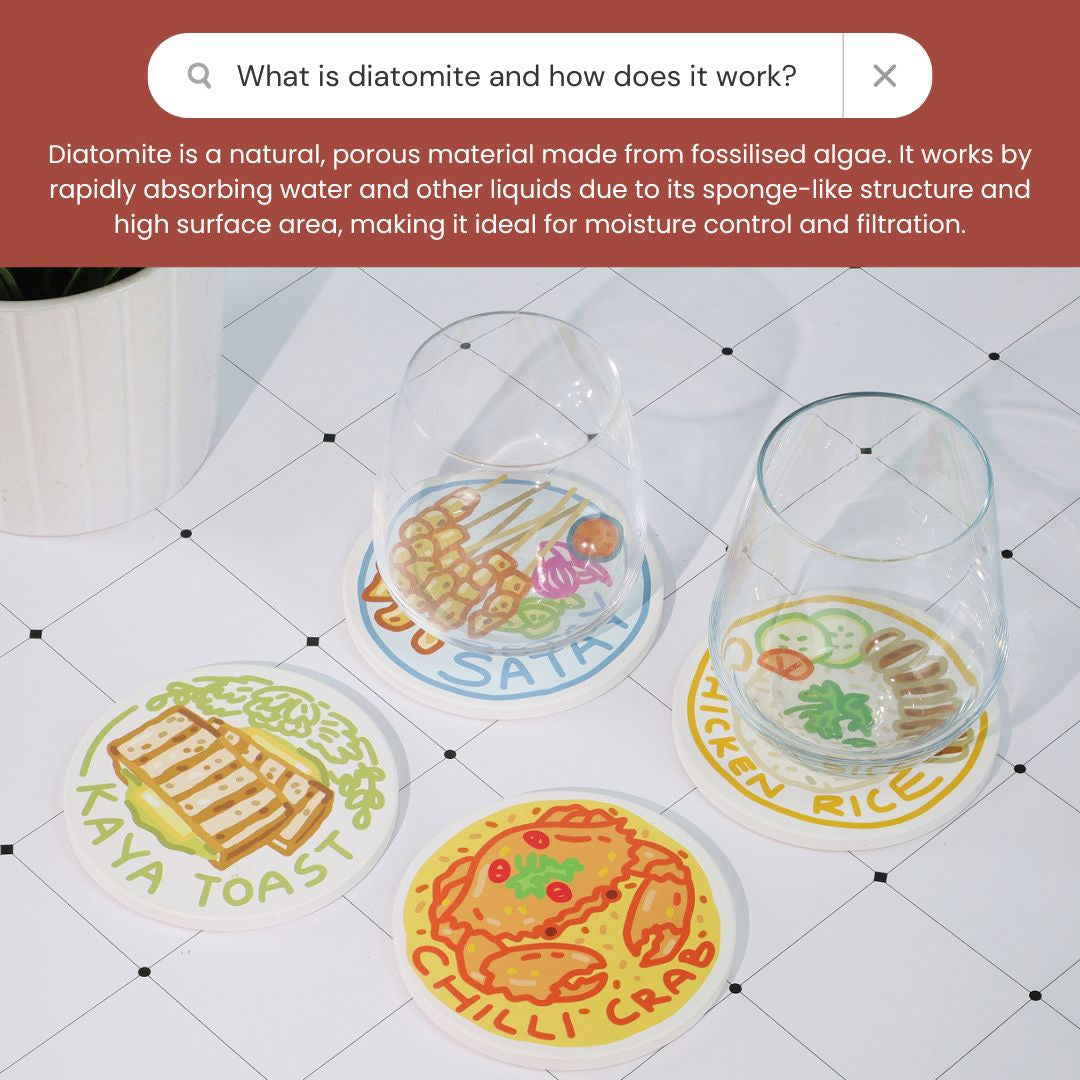 Absorbent Diatomite Coasters (Flavours of Singapore) by Casa Alessia