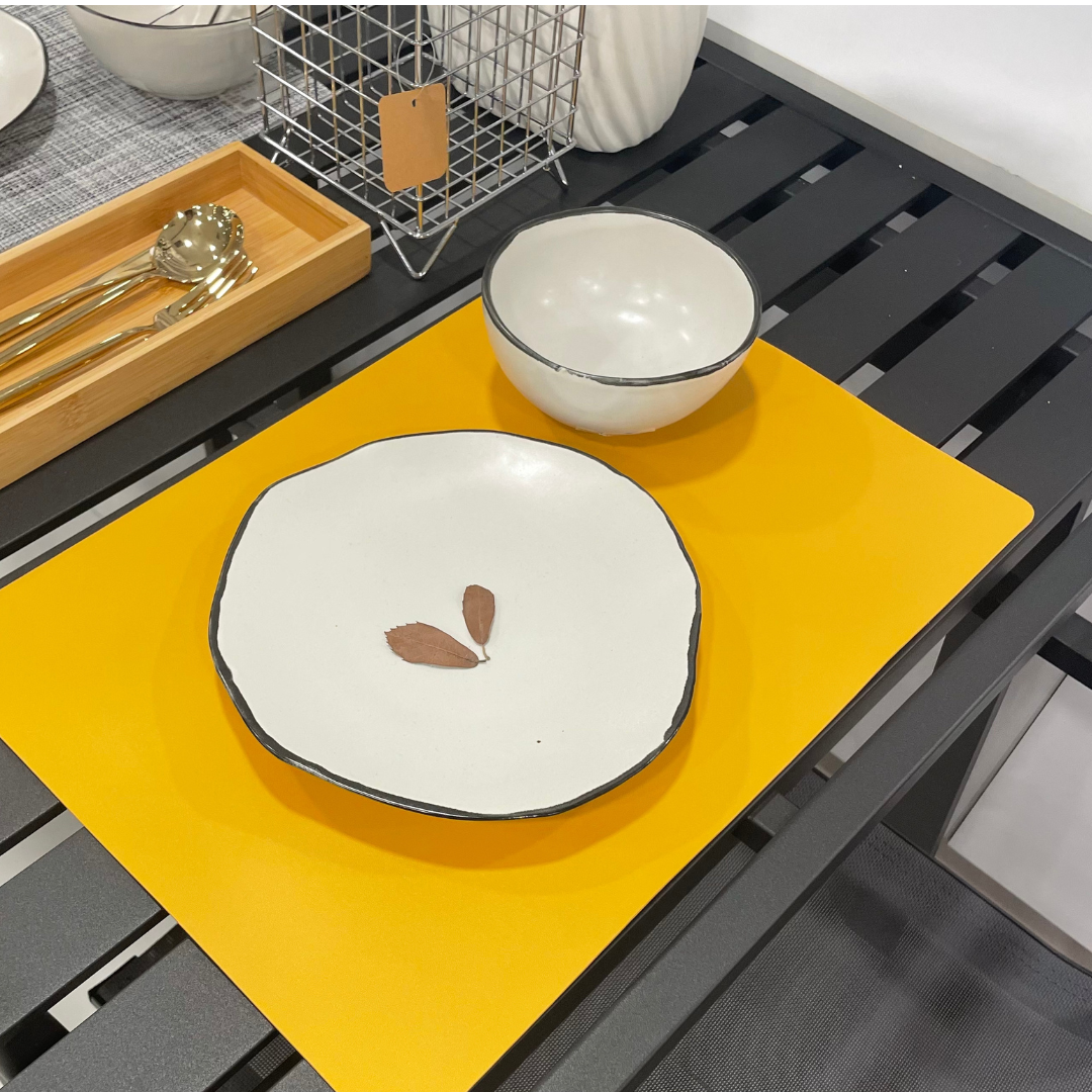 PVC Place Mat – Mustard / Black (Set of 4)